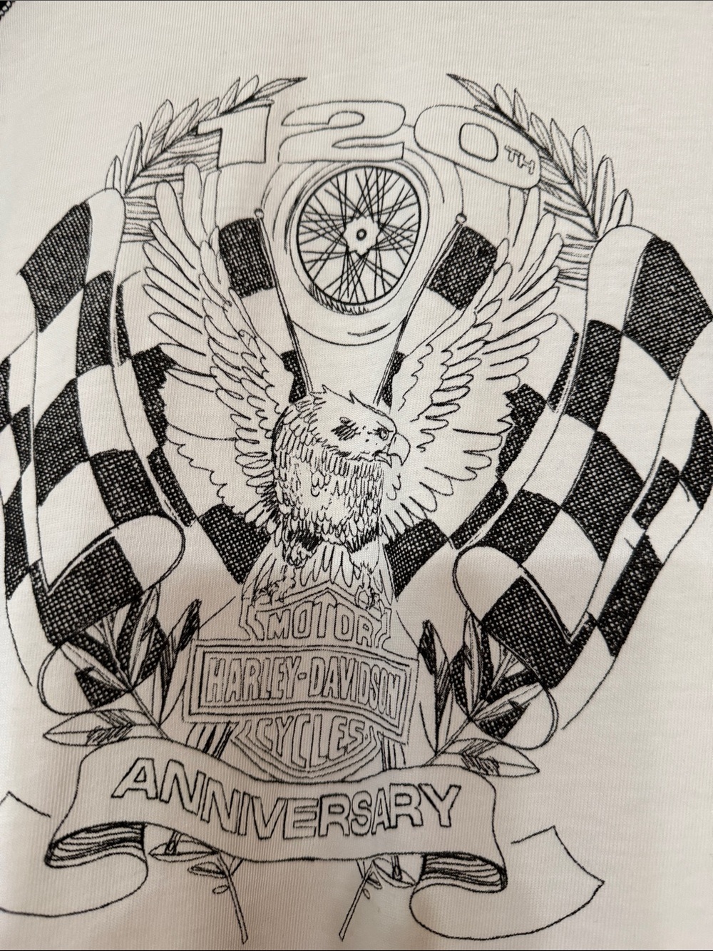 Harley-Davidson White and Black Raglan Racing Tee - Picture 6 of 9